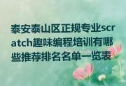泰安泰山区正规专业scratch趣味编程培训有哪些推荐排名名单一览表