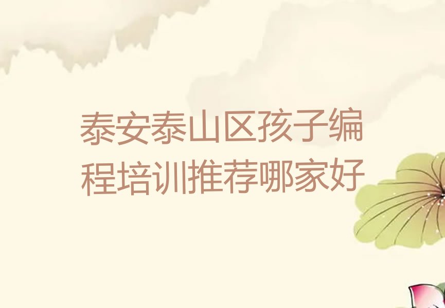 泰安泰山区少儿编程培训学校