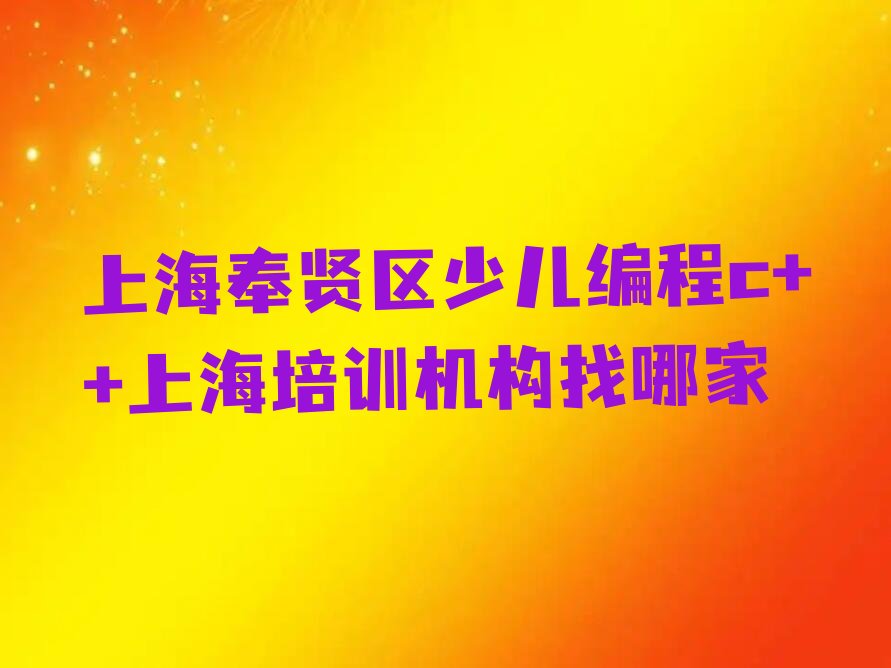 上海奉贤区庄行镇少儿编程培训学校