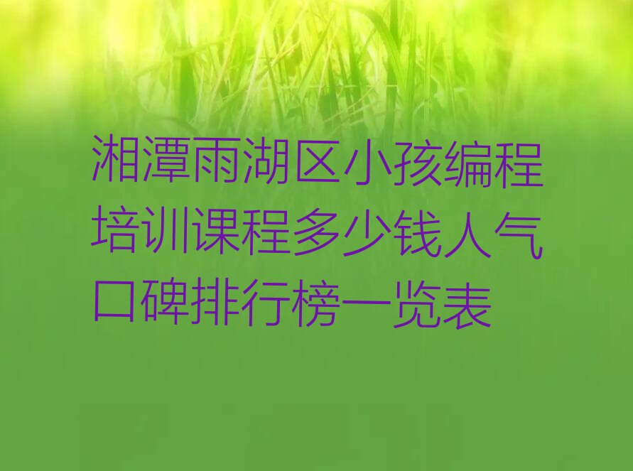 十大湘潭雨湖区小孩编程培训课程多少钱人气口碑排行榜一览表排行榜