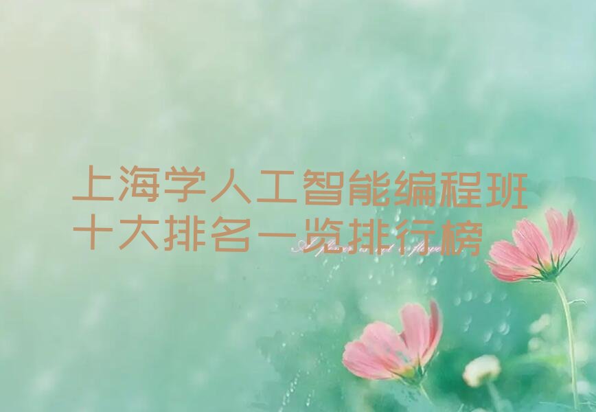 十大上海学人工智能编程班十大排名一览排行榜排行榜