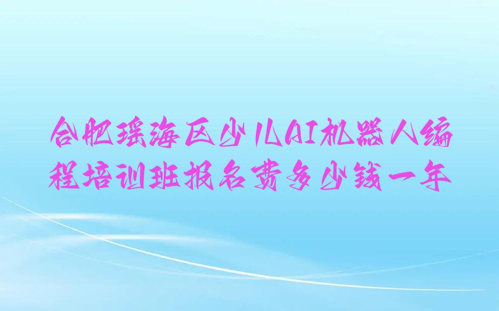 合肥瑶海区少儿AI机器人编程培训学校