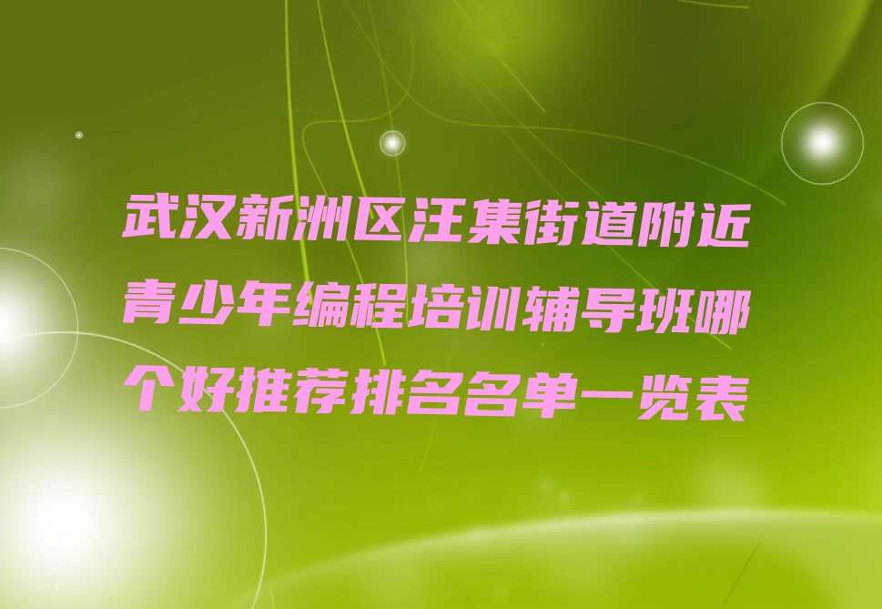 十大武汉新洲区汪集街道附近青少年编程培训辅导班哪个好推荐排名名单一览表排行榜
