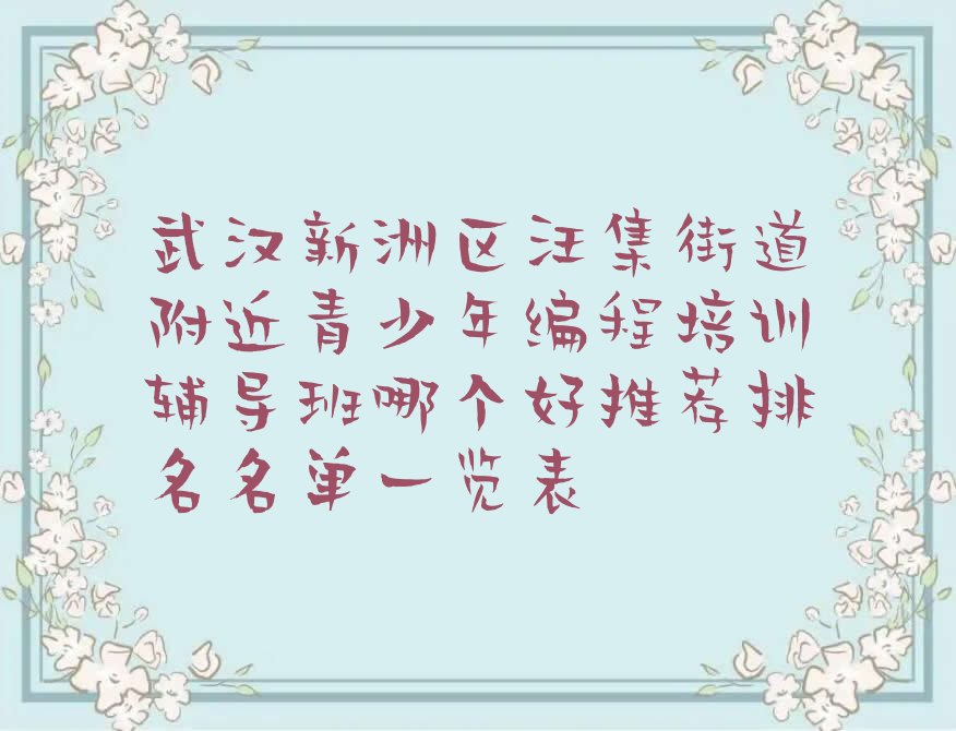 武汉新洲区汪集街道少儿编程培训学校