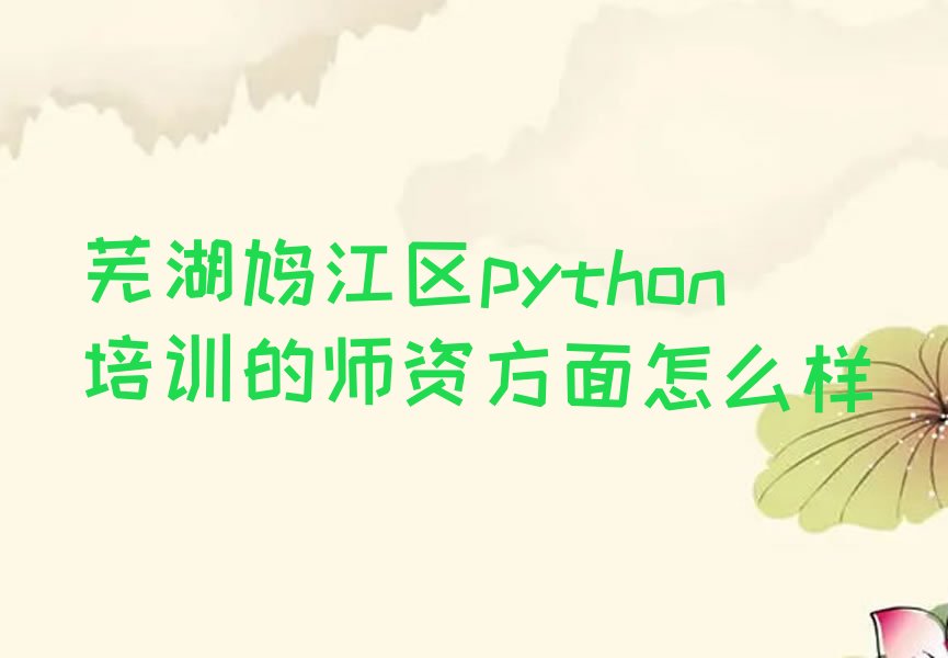 十大芜湖鸠江区python培训的师资方面怎么样排行榜