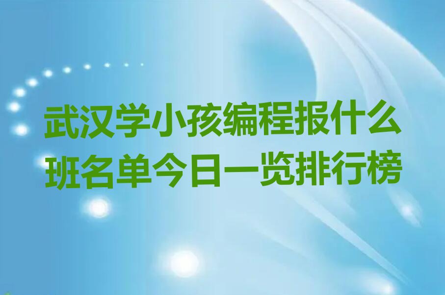 武汉少儿编程培训班