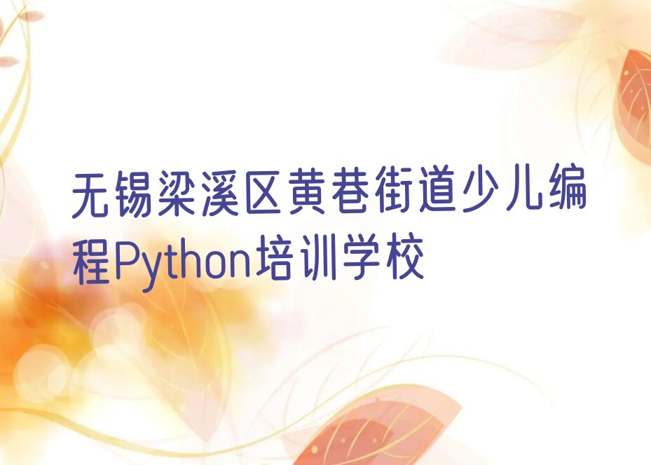 无锡梁溪区黄巷街道少儿编程Python培训学校