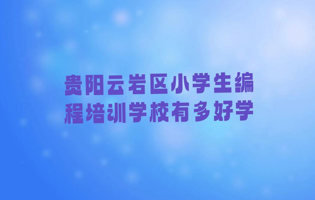 贵阳云岩区宅吉社区服务中心小学生编程培训学校