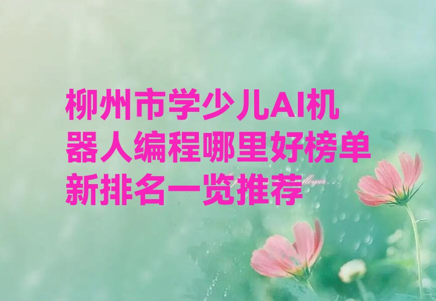 柳州柳北区长塘镇少儿AI机器人编程培训学校