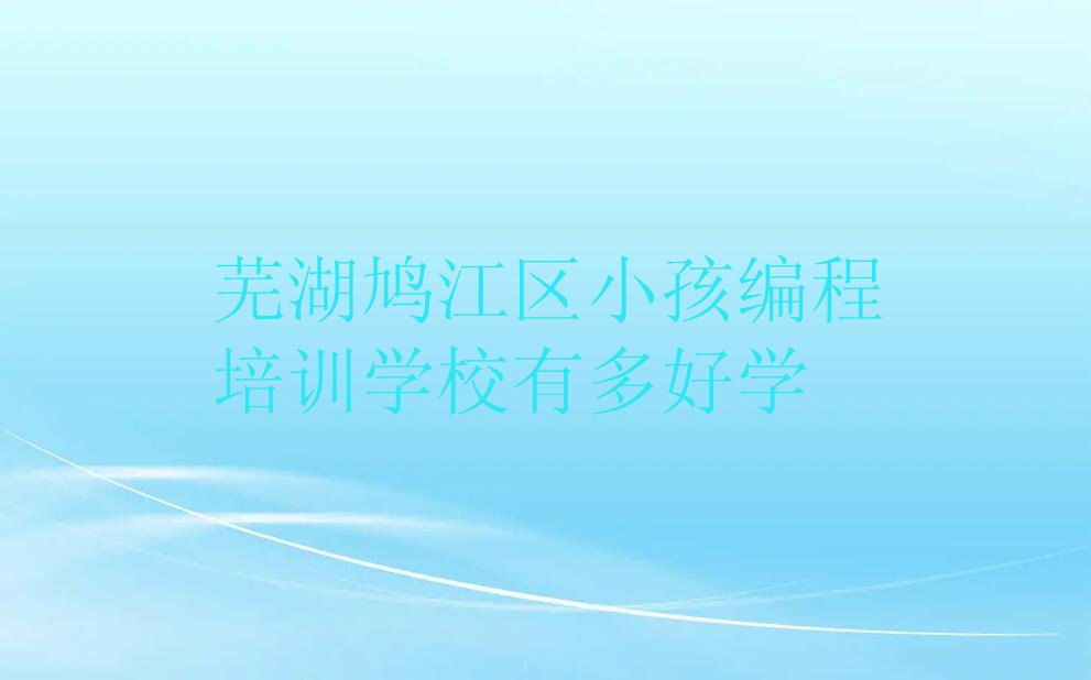 十大芜湖鸠江区小孩编程培训学校有多好学排行榜