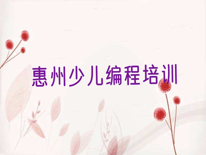 十大惠州惠城区孩子编程培训要多久排行榜