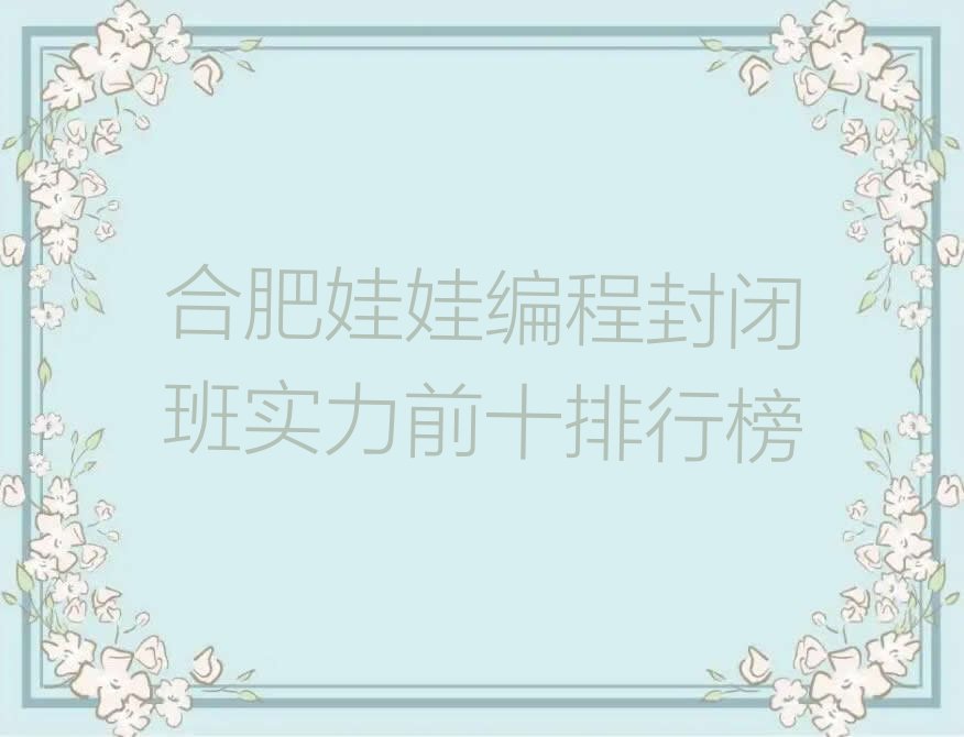 十大合肥娃娃编程封闭班实力前十排行榜排行榜
