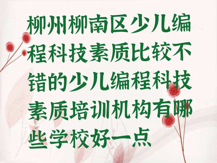 十大柳州柳南区少儿编程科技素质比较不错的少儿编程科技素质培训机构有哪些学校好一点排行榜