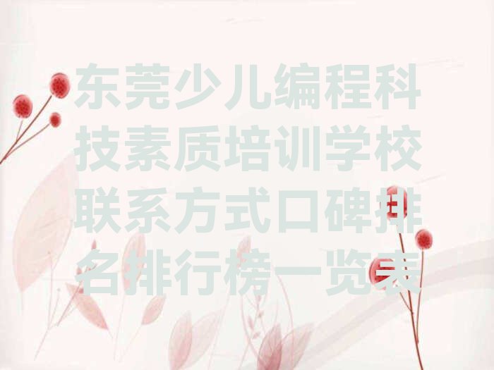 东莞少儿编程培训中心
