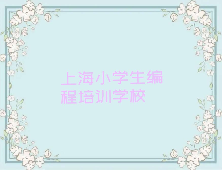 上海小学生编程培训学校