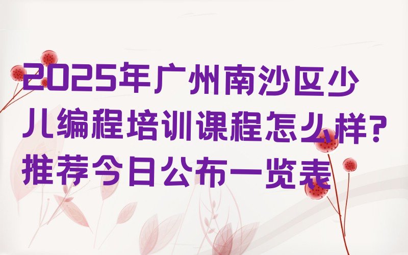 广州南沙区少儿编程培训学校