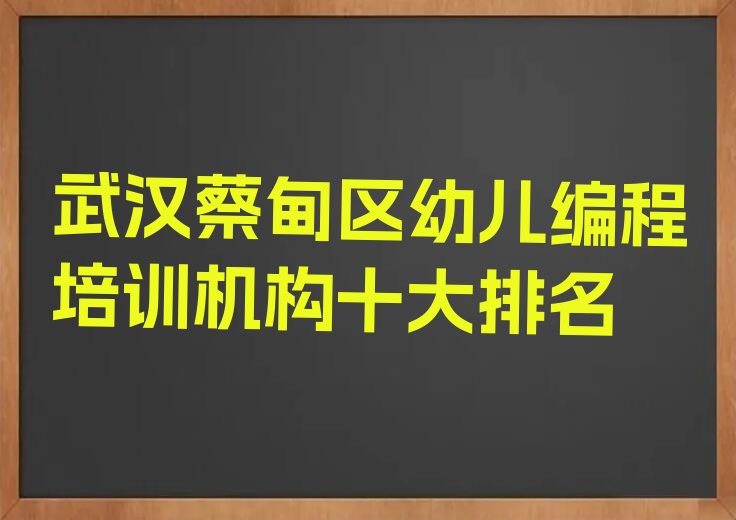 十大武汉蔡甸区幼儿编程培训机构十大排名排行榜