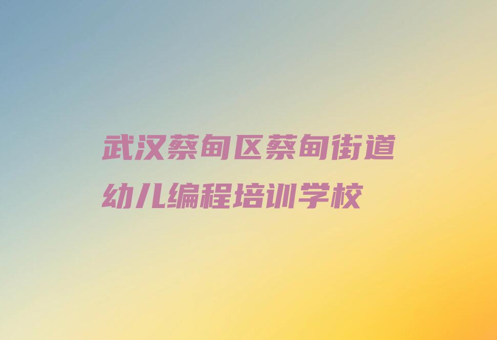 武汉蔡甸区蔡甸街道幼儿编程培训学校