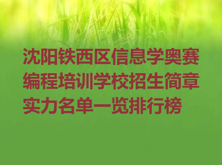 沈阳铁西区少儿编程培训学校