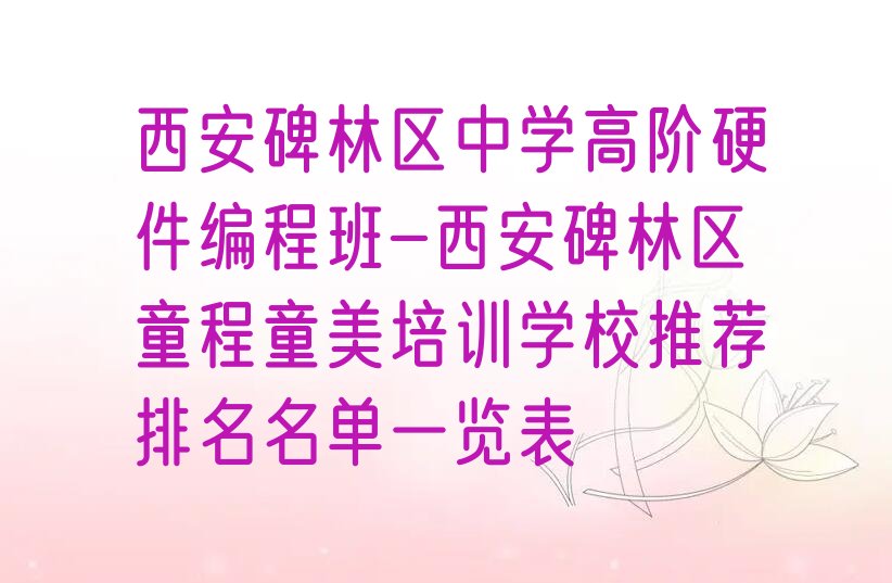 西安碑林区文艺路中学高阶硬件编程培训学校