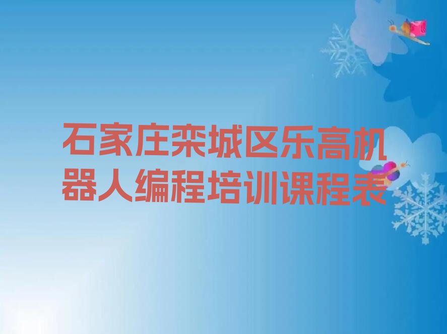 石家庄栾城区乐高机器人编程培训学校