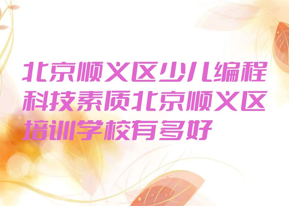 十大北京顺义区少儿编程科技素质北京顺义区培训学校有多好排行榜