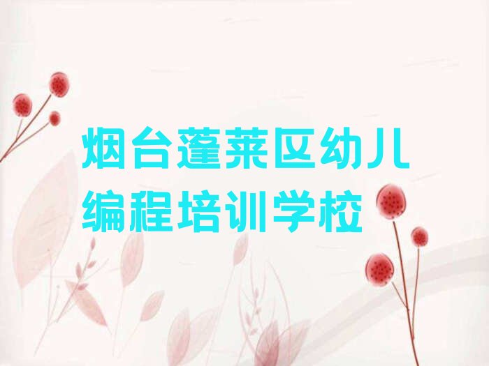 烟台蓬莱区幼儿编程培训学校