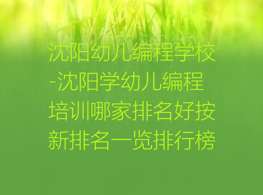 沈阳少儿编程培训中心