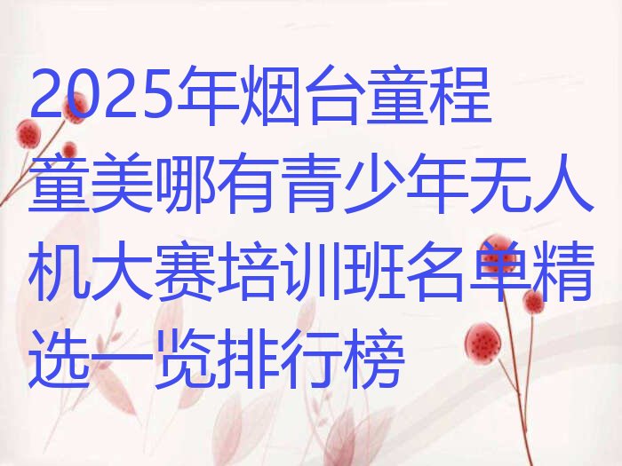 十大2025年烟台童程童美哪有青少年无人机大赛培训班名单精选一览排行榜排行榜