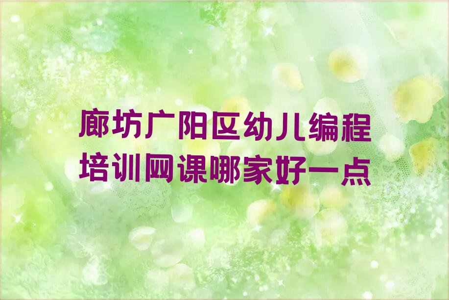 廊坊广阳区少儿编程培训