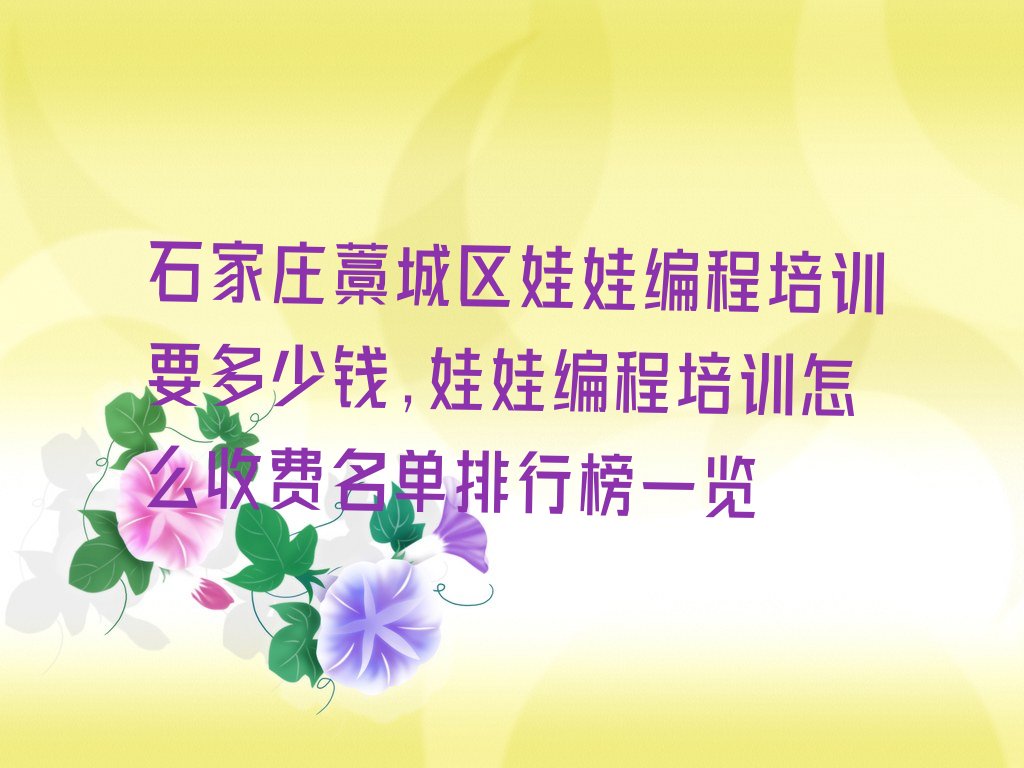 十大石家庄藁城区娃娃编程培训要多少钱,娃娃编程培训怎么收费名单排行榜一览排行榜