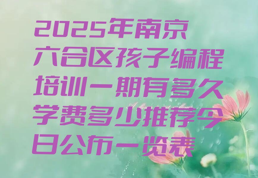 十大2025年南京六合区孩子编程培训一期有多久学费多少推荐今日公布一览表排行榜
