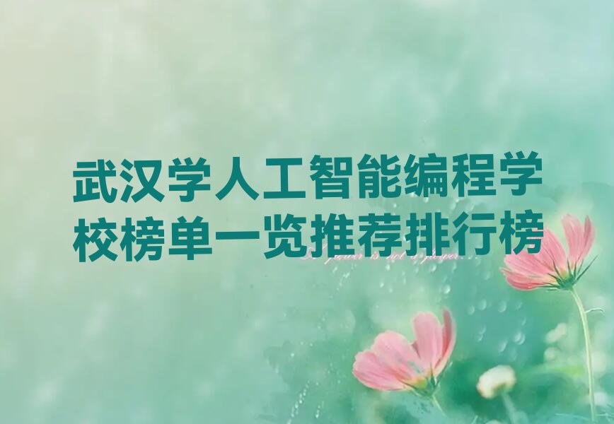 武汉人工智能编程培训学校