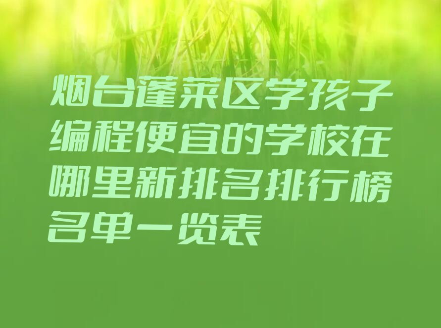 烟台蓬莱区少儿编程培训学校