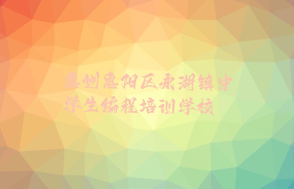 惠州惠阳区永湖镇中学生编程培训学校