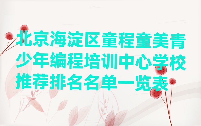 北京青少年编程培训学校