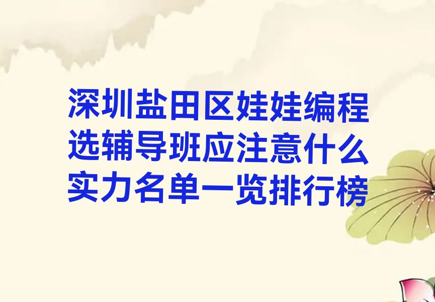 深圳盐田区娃娃编程培训学校