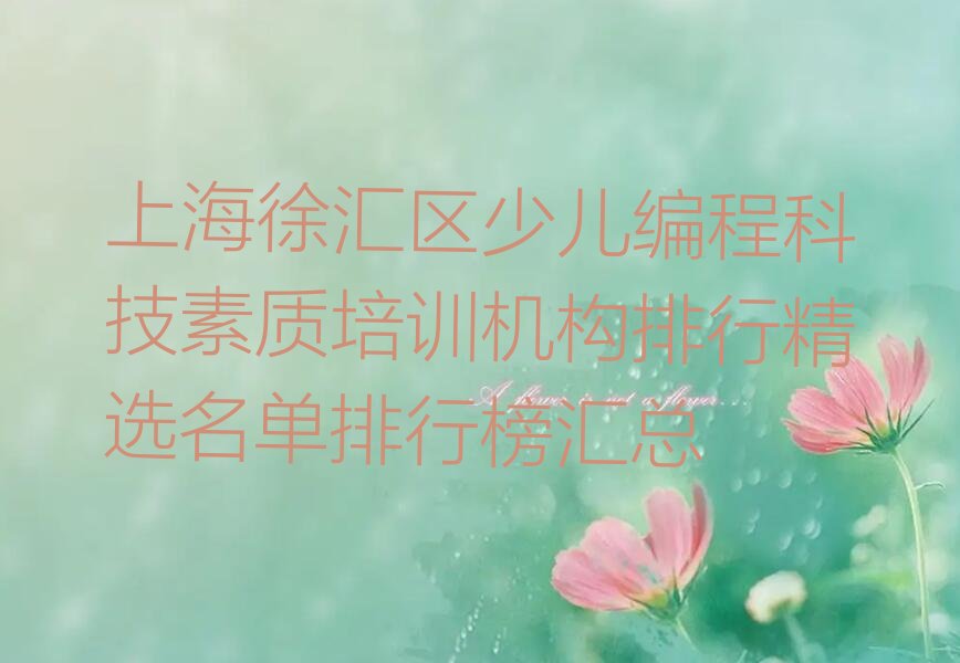 十大上海徐汇区少儿编程科技素质培训机构排行精选名单排行榜汇总排行榜