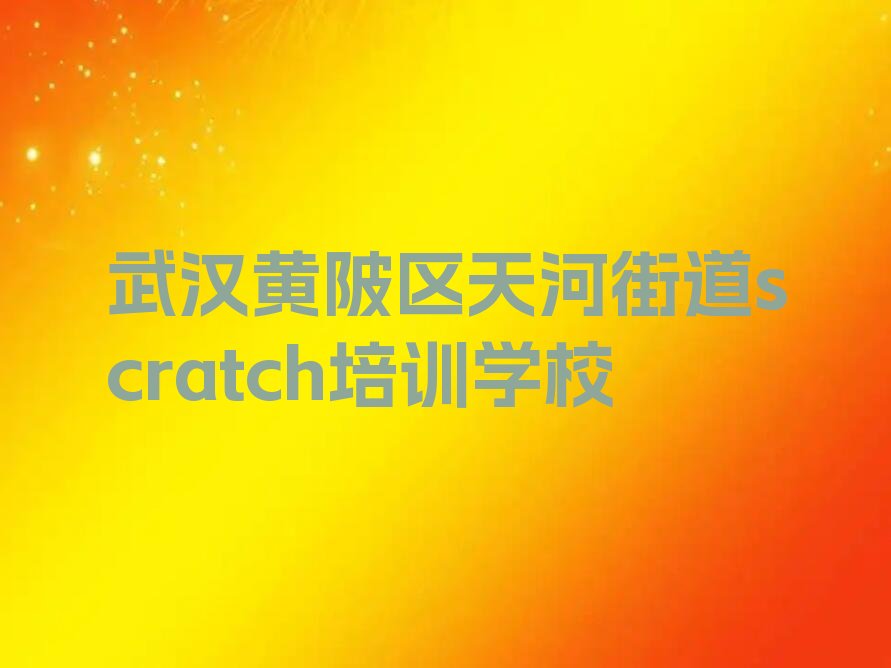 武汉黄陂区天河街道scratch培训学校