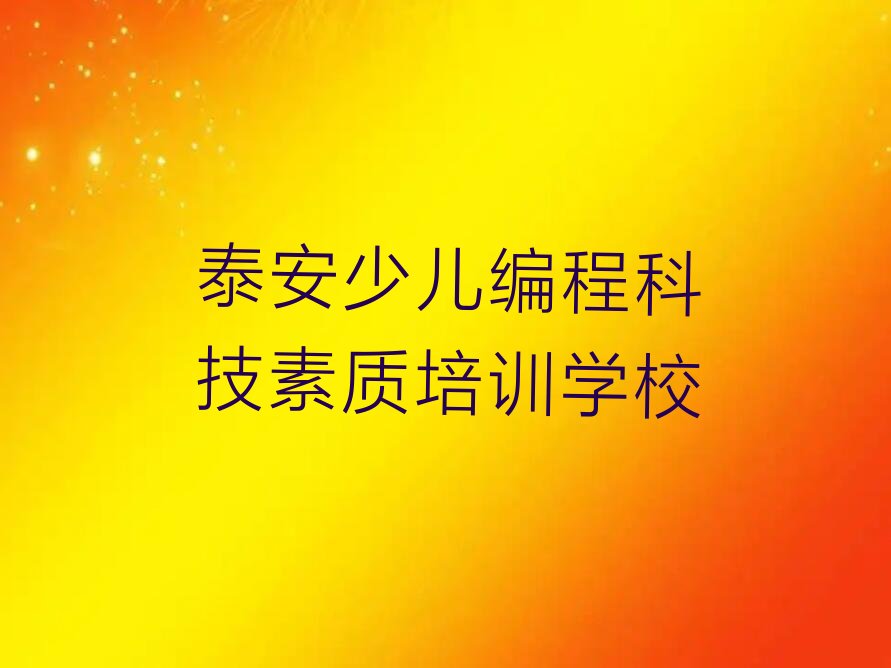 泰安少儿编程科技素质培训学校