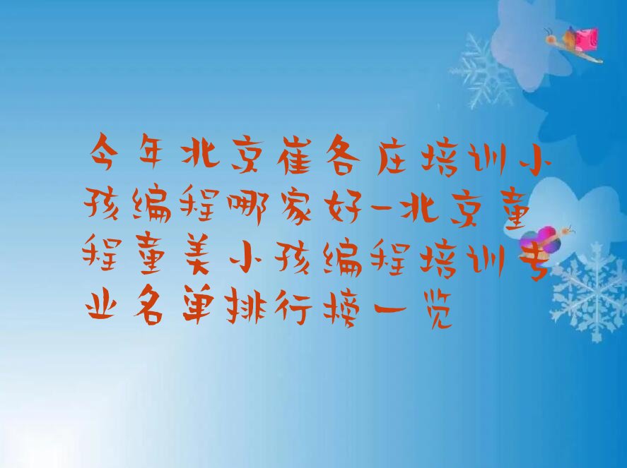 北京朝阳区少儿编程培训学校