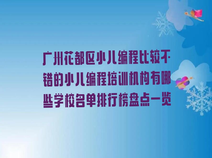广州花都区小儿编程培训学校
