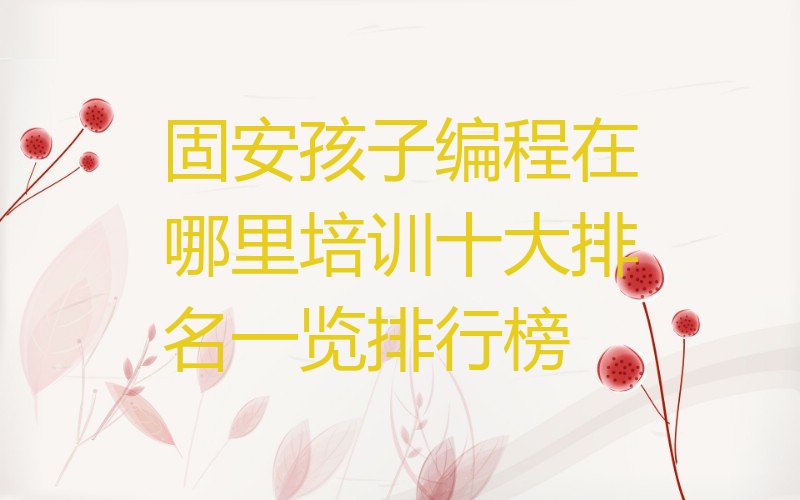 固安少儿编程培训学校