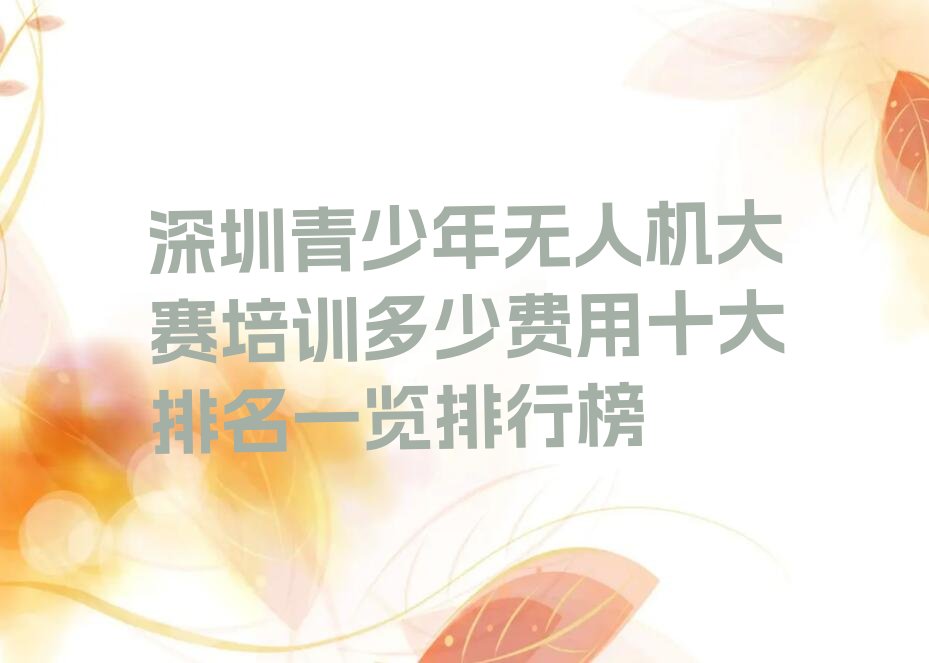 十大深圳青少年无人机大赛培训多少费用十大排名一览排行榜排行榜