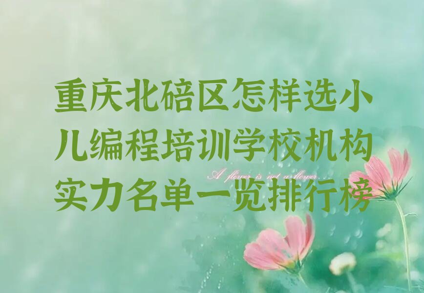 十大重庆北碚区怎样选小儿编程培训学校机构实力名单一览排行榜排行榜