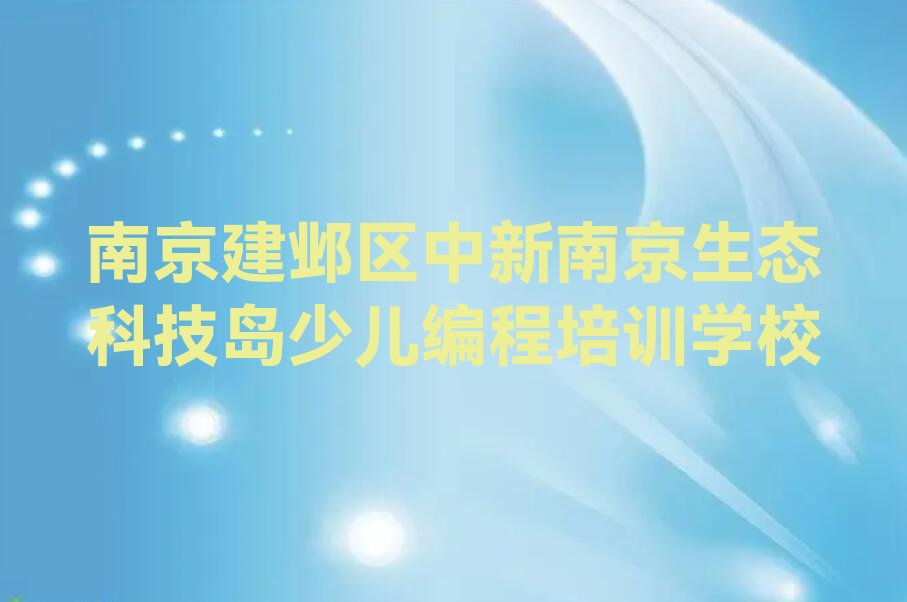 南京建邺区中新南京生态科技岛少儿编程培训学校