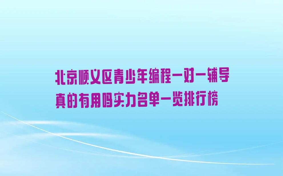 北京顺义区青少年编程培训学校