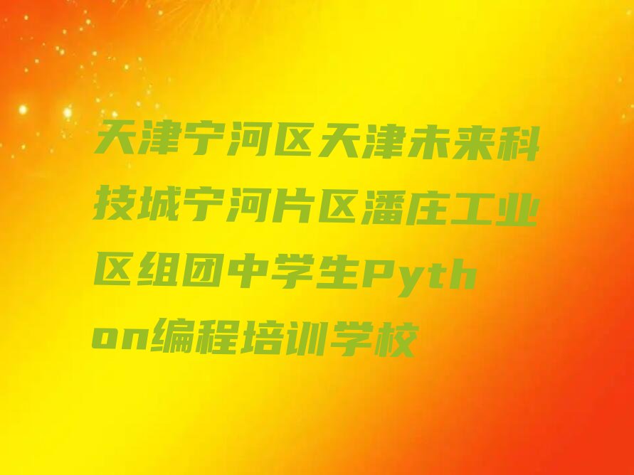 天津宁河区天津未来科技城宁河片区潘庄工业区组团中学生Python编程培训学校
