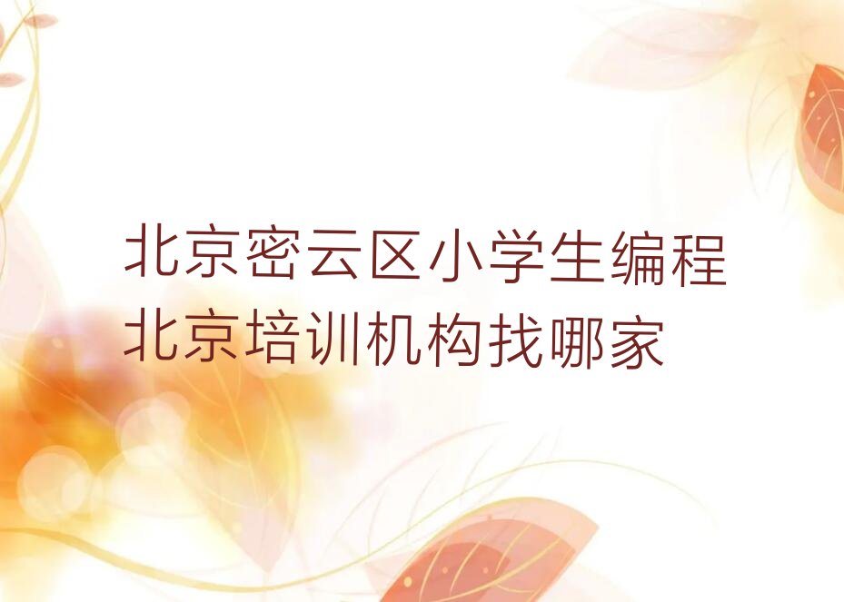 十大北京密云区小学生编程北京培训机构找哪家排行榜