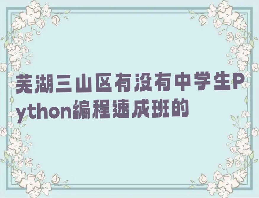 芜湖三山区中学生Python编程培训学校